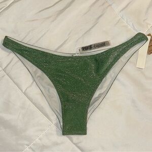 PINK Shimmer Green Bikini Bottom Medium